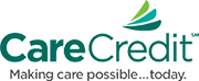 The image displays a logo with the text CareCredit prominently featured, indicating it s related to financial services, specifically credit.